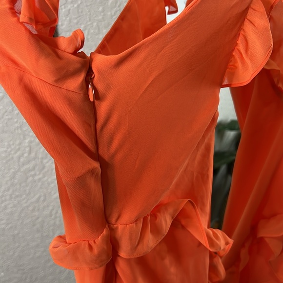 House of CB | Dresses | House Of Cb Pixie Flame Orange Ruffle Maxi ...